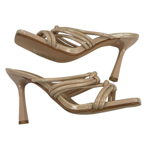 Bella Marie Nude Patent Leather Strappy Slip On Square Toe Heels Womens 8.5 - Picture 12 of 12